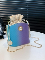 Ombre Faux Pearl Corssbody Bucket Bag