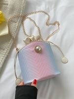 Ombre Faux Pearl Corssbody Bucket Bag