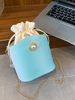Ombre Faux Pearl Corssbody Bucket Bag