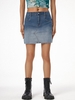 Ombre Frayed Mini Denim Skirt M Blue