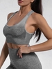 Ombre Heathered Racerback Sports Bra L Gray