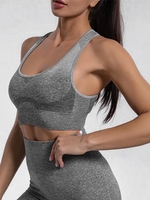 Ombre Heathered Racerback Sports Bra L Gray