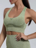 Ombre Heathered Racerback Sports Bra L Hazel green