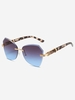 Ombre Irregular Lens Rimeless Sunglasses