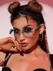 Ombre Irregular Lens Rimeless Sunglasses