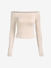 Oval Cut Out Off Shoulder Layering Tee L Light coffee
