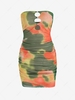 Oval Cutout Mesh Overlay Tie Dye Tube Dress M