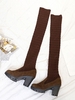 Over The Knee Knit Detail Elasticity Boots