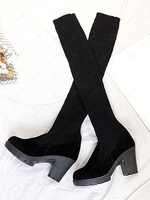 Over The Knee Knit Detail Elasticity Boots
