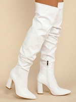 Over The Knee Ruched Chunky Heel Boots