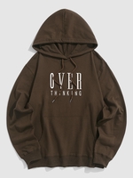OVER THINKING Vintage Graphic Hoodie S Deep coffee