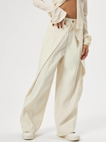 Overlap High Waisted Wide Leg Pants L Light coffee