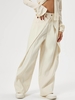 Overlap High Waisted Wide Leg Pants S Light coffee