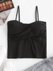 Overlap Ruched Front Padded Cami Top S Black