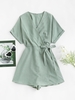 Overlap Tie Waist Skorts Surplice Romper Xl Green