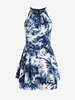 Overlay Detail Tie Dye Cutaway Romper S Blue