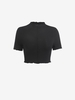 Overlock Stitching Lettuce Trim Baby Tee L Black