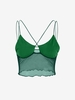 Overlock-style Mesh Panel Criss Cross Crop Top L Green