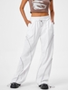 Overlock-style Stitching Toggle Drawstring Pants L White