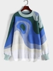 Oversized Crewneck Abstract Graphic Longline Sweater S