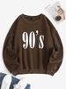 Oversized Fleece Lining 90S Graphic Sweatshirt L Deep coffee