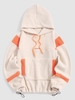 Oversized Kangaroo Pocket Colorblock Fleece Faux Shearling Fluffy Teddy Hoodie 3xl White