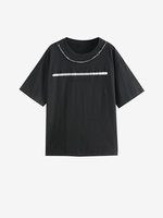 Oversized Metal Chain Graphic Tee L Black