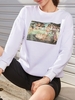 Oversized Renaissance Graphic Fleece-lined Sweatshirt S White