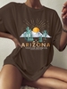 Oversized Sun Mountain Cactus Graphic Tee Xl Deep coffee