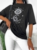 Oversized Sun Star Moon Graphic T-shirt Xl Black