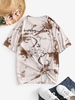 Oversized Tie Dye Graphic T-shirt S Deep coffee