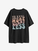 Oversized TRAVEL MORE WORRY LESS Graphic T-shirt Xl Black
