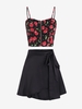 Padded Crop Camisole and Tie Side Skirt Set Black