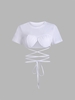 Padded Crop Midriff Flossing T Shirt S White