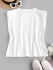 Padded Shoulder Plain Muscle Tank Top M White