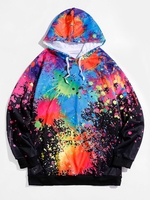 Paint Splatter Print Kangaroo Pocket Hoodie 2xl Black