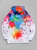 Paint Splatter Print Kangaroo Pocket Hoodie 3xl White