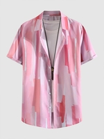 Painting Geo Pattern Button Up Shirt Xxl Pink