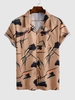 Painting Print Pocket Short Sleeve Shirt Xxl Coffee