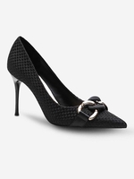 Pair Of Chains Decor Textured Stiletto Heeled Pumps
