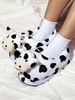 Pair Of Cute Cartoon Cow Fluffy Home Warm Slippers
