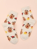 Pair Of Cute Christmas Elk Crew Socks