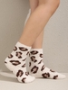 Pair Of Fluffy Fuzzy Leopard Animal Print Quarter Socks
