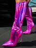 Pair of Stiletto Heel Metallic PU Pointed Toe Boots