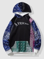 Paisley Bandana Patchwork Hoodie Xl Black