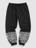 Paisley Flower Print Jogger Sweatpants Xs Black