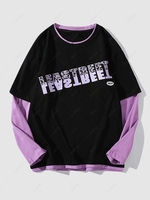 Paisley Letter Graphic Faux Twinset Festival T-shirt S Black