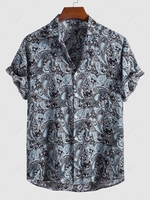 Paisley Pattern Ethnic Style Shirt Xl Blue gray