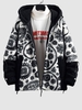 Paisley Pattern Fluffy Teddy Hooded Jacket Xl White
