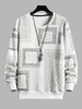 Paisley Polka Dot Ethnic Print Sweatshirt S White